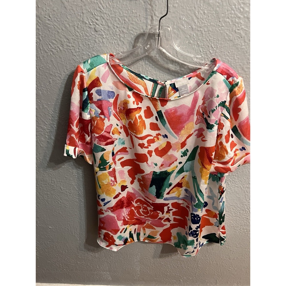 Womens Chicos Top Size 3P Short Sleeve Pullover